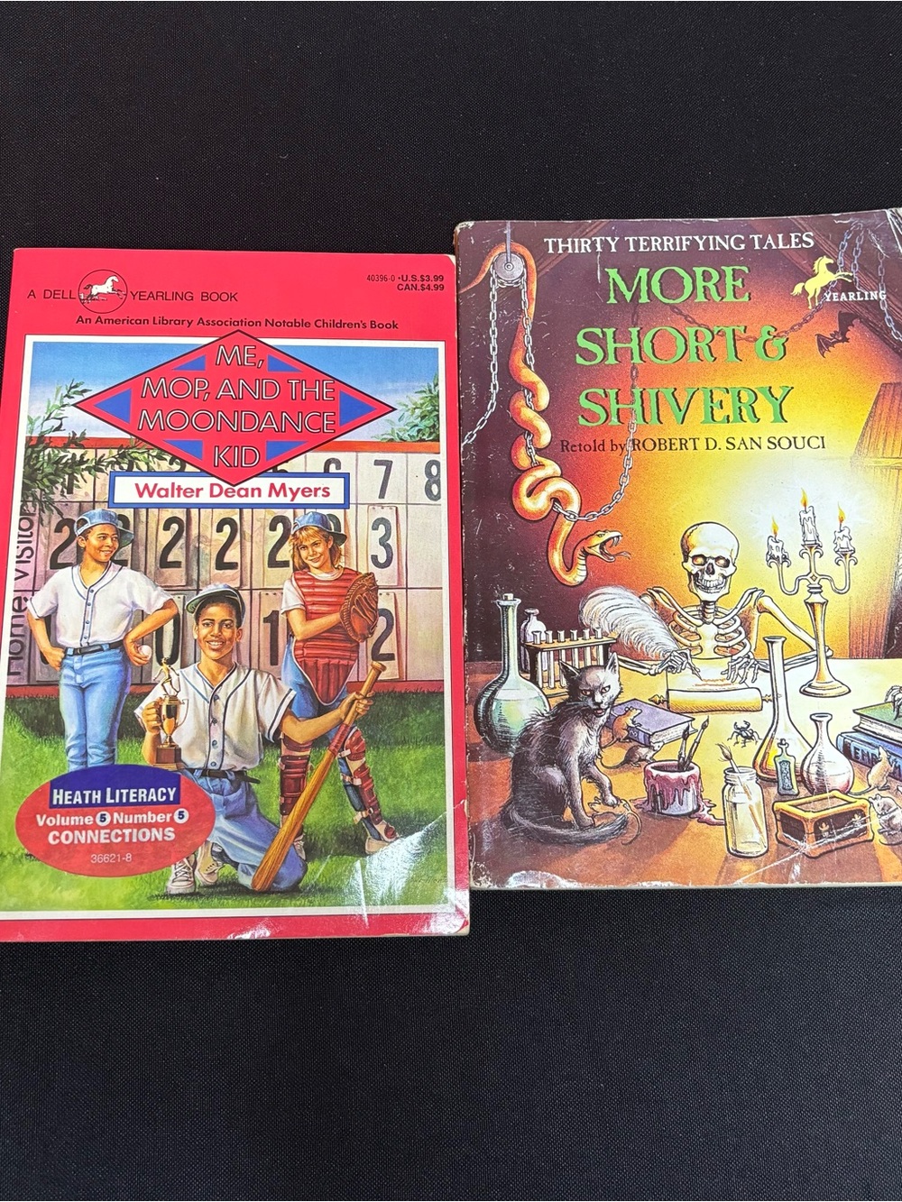 Me, Mop, and the Moondance Kid + More Short & Shivery - Red & Orange Book Pair